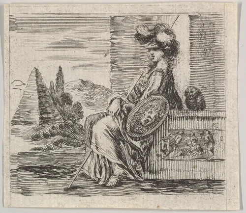 Pallas, from "Game of Mythology" (Jeu de la Mythologie) by Stefano della Bella, print, 1644