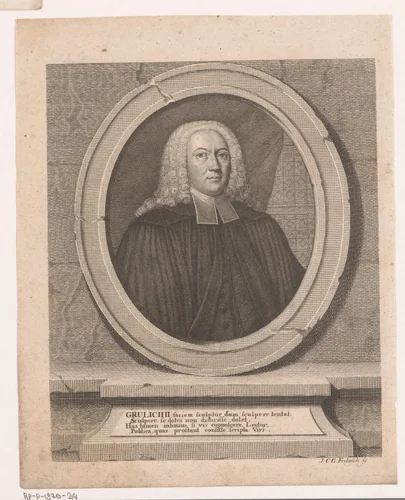 Portret van Martin Grulich by Johann Christian Gottfried Fritzsch, print, 1730-1802