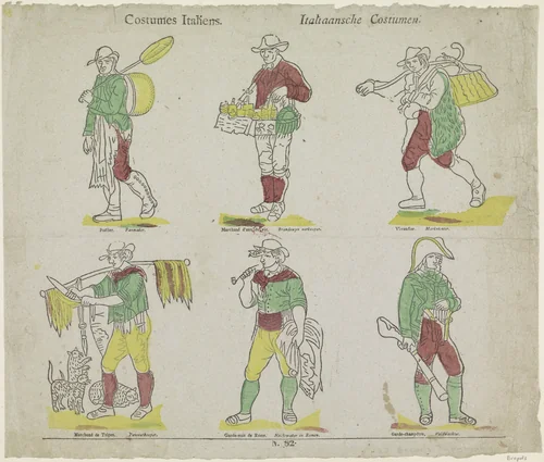 Italiaansche Costumen / Costumes Italiens by Philippus Jacobus Brepols, print, 1800-1833