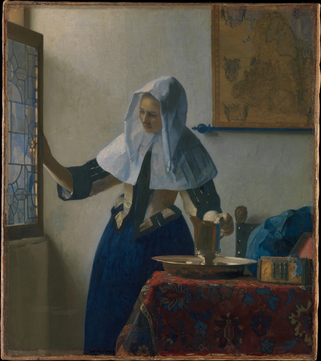 Young Woman with a Water Pitcher by Johannes Vermeer, painting, 1657-1667