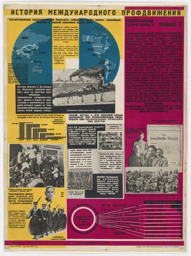 The Pan-Pacific Secretariat (Tikhookeanskii sekretariat) (Poster no. 7 from History of the International Trade Union Movement [Istoriia mezhdunarodnogo profdvizheniia]) by Lydia Naumova, design, 1928