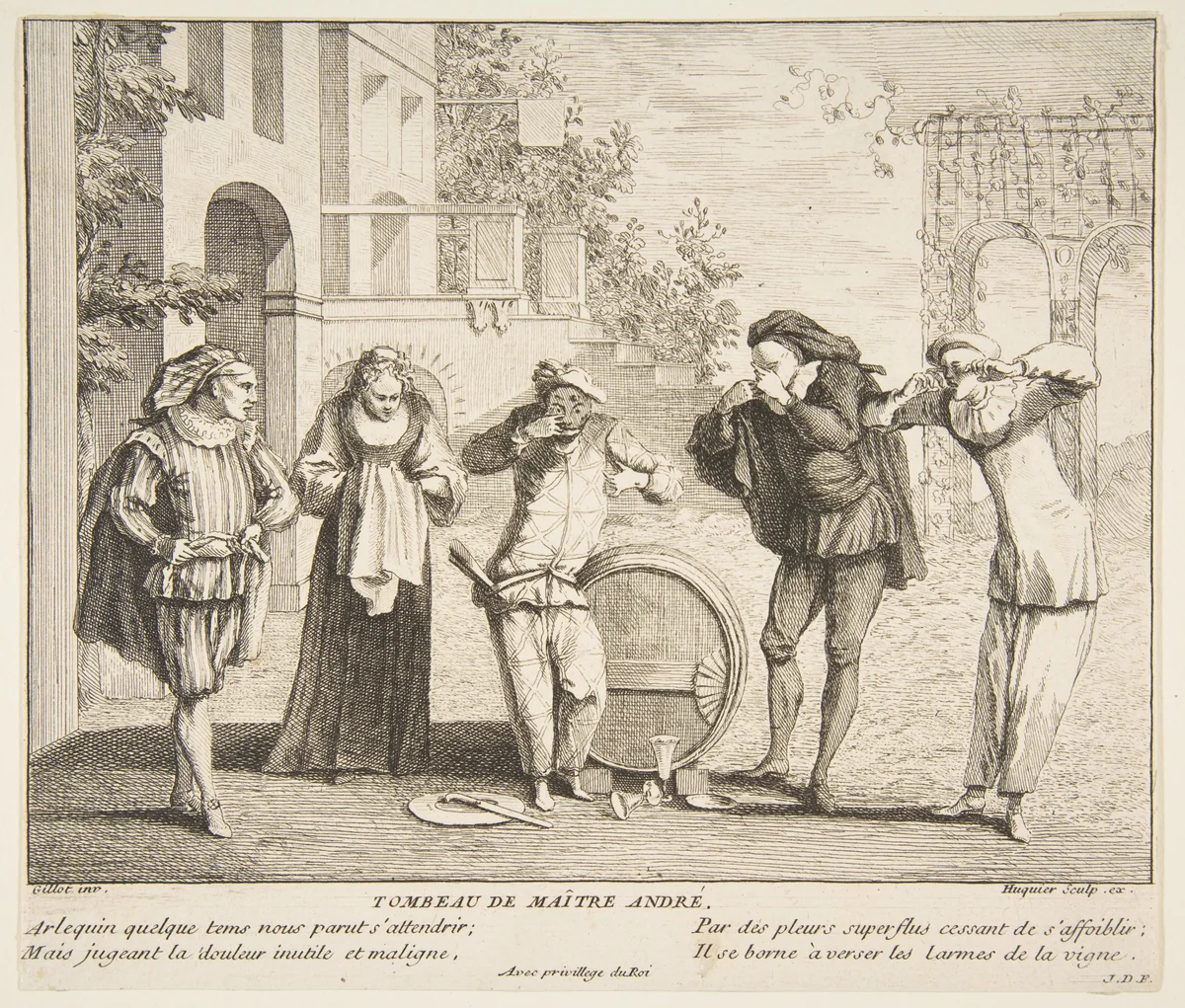 The Death of Maitre Andre by Claude Gillot, print, 1685-1722