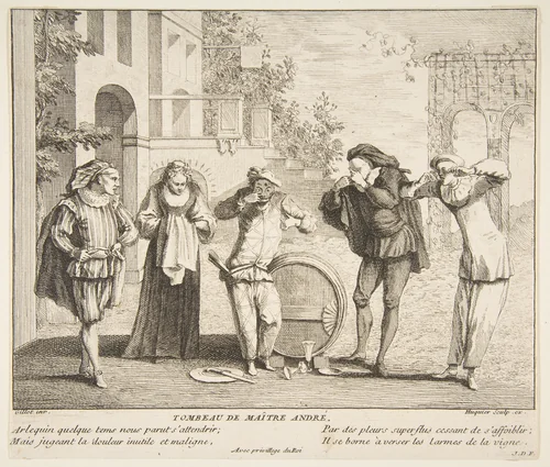 The Death of Maitre Andre by Claude Gillot, print, 1685-1722