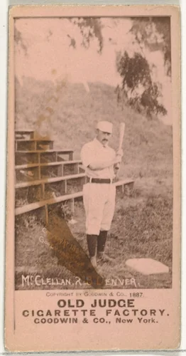 William Henry "Bill" McClellan, 2nd Base, Denver, from the Old Judge series (N172) for Old Judge Cigarettes by Goodwin & Company, photograph, 1887