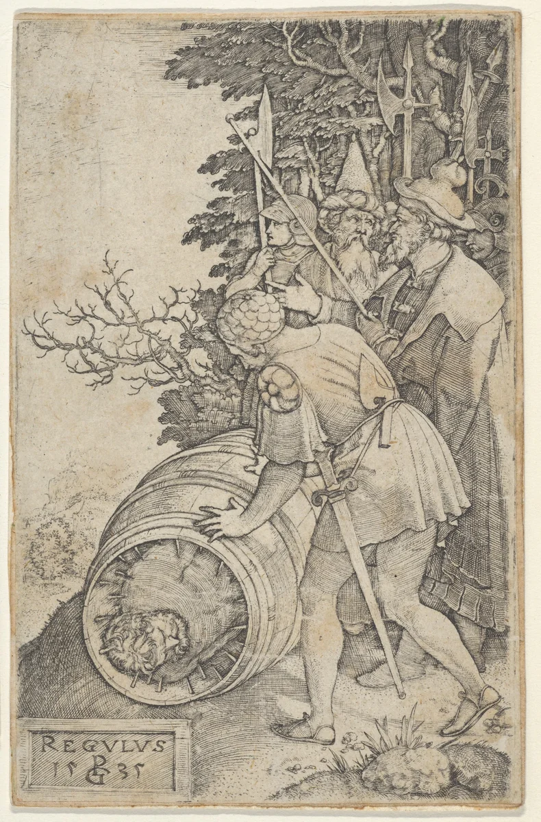 Copy of Attilius Regulus, from "Roman Heroes" by Georg Pencz, print, 1535-1600