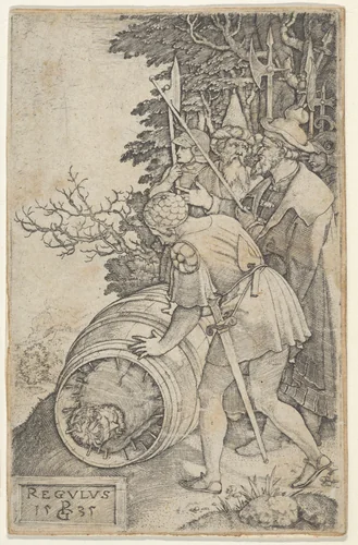 Copy of Attilius Regulus, from "Roman Heroes" by Georg Pencz, print, 1535-1600