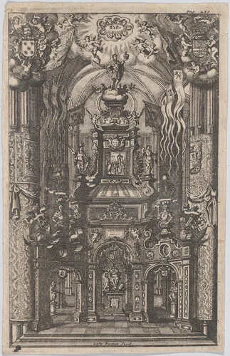 Catafalque for Ferdinand, from an unidentified book by Gaspar Bouttats, print, 1660-1696