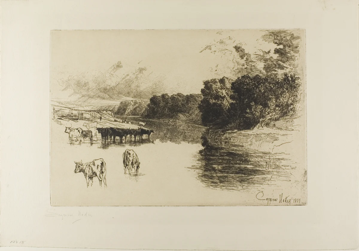 A Lancashire River by Francis Seymour-Haden, print, 1881