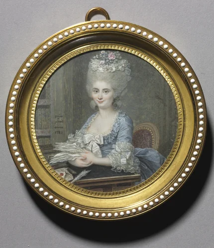 Portrait of a Woman in a Blue Dress by André Pujos, painting, 1783