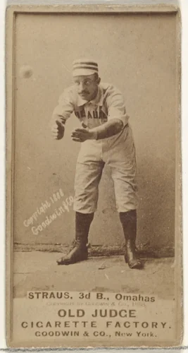 Joseph "Joe" Strauss, 3rd Base, Omaha Omahogs/ Lambs, from the Old Judge series (N172) for Old Judge Cigarettes by Goodwin & Company, photograph, 1888