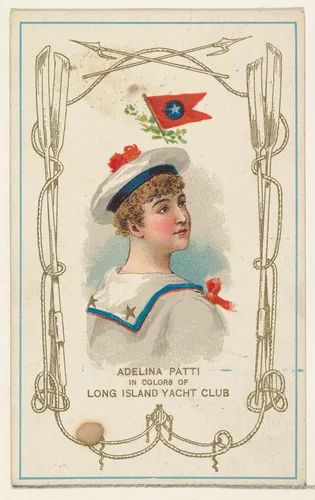 Adelina Patti in Colors of the Long Island Yacht Club, from the Yacht Colors of the World series (N140) issued by Duke Sons & Co. to promote Honest Long Cut Tobacco by W. Duke, Sons & Co., print, 1890