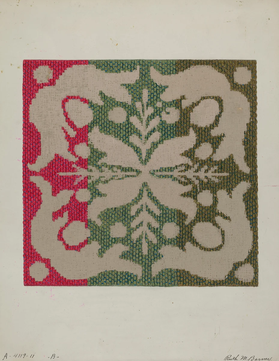 Coverlet (Wool) by Ruth M. Barnes, index of american design, 1937