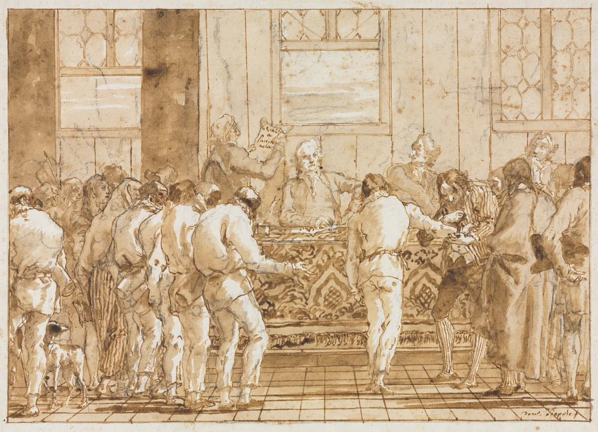 The Trial by Giovanni Domenico Tiepolo, drawing, 1790-1799