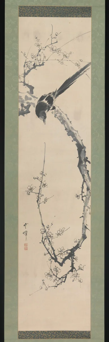 Bird and Plum Blossoms by Unpō, painting, 1749-1848