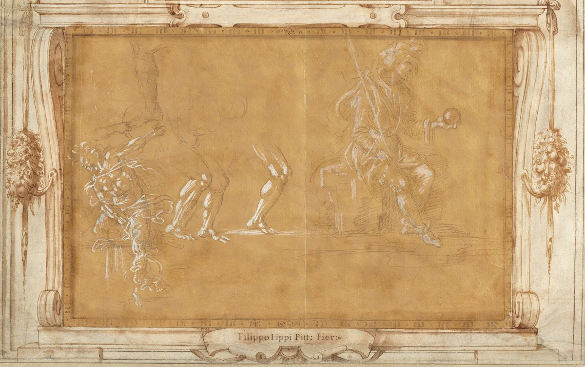 Various Figure Studies by Filippino Lippi, drawing, 1493-1495