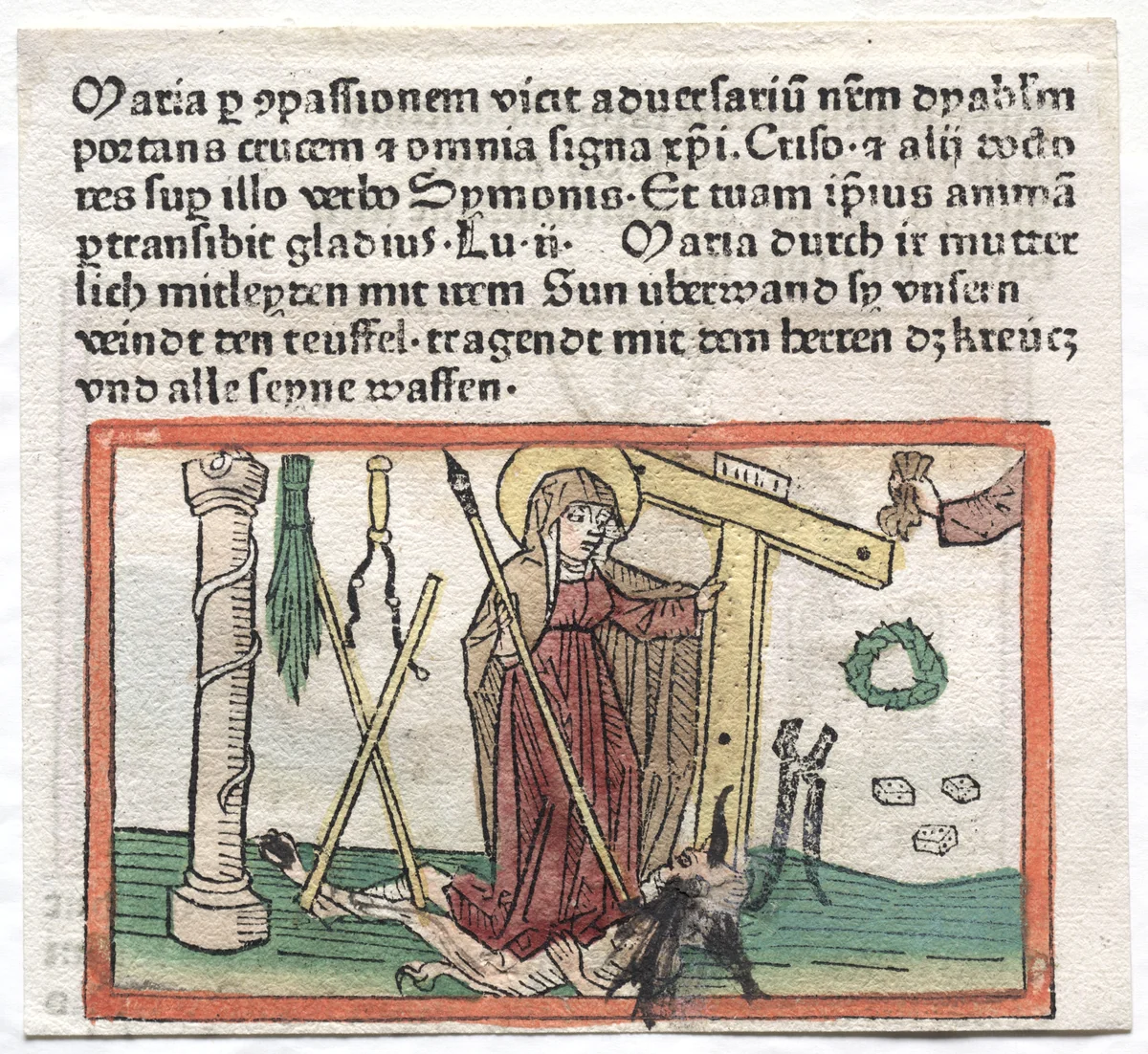Spiegel Menslicher Behaltnis: The Virgin Mary Overcoming a Devil by Unknown, print, 1400-1500