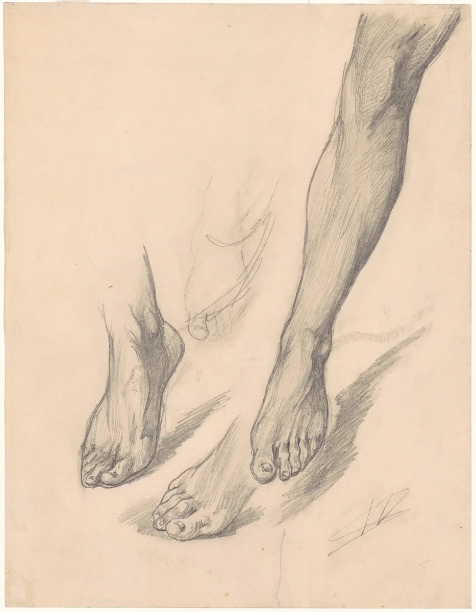 Studies of Feet by Walter Shirlaw, drawing, 1867-1877