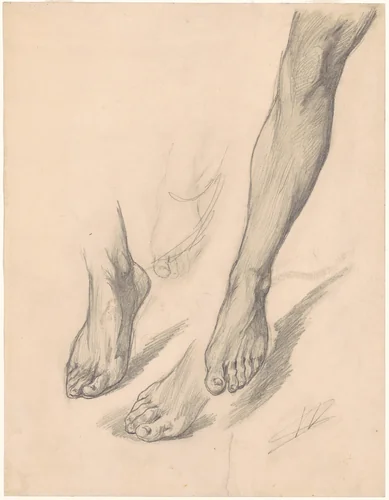 Studies of Feet by Walter Shirlaw, drawing, 1867-1877