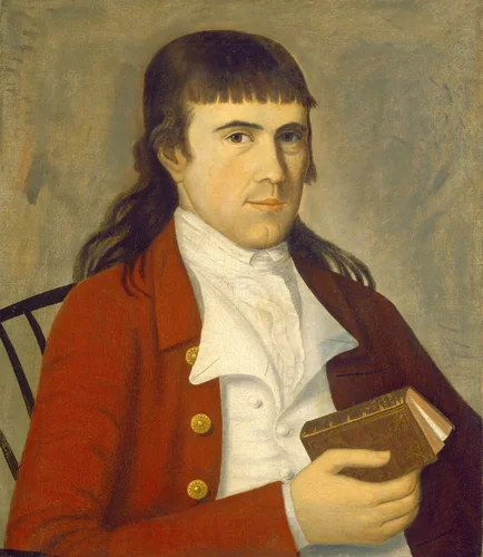 Portrait of a Man in Red by The Sherman Limner, painting, 1785-1790