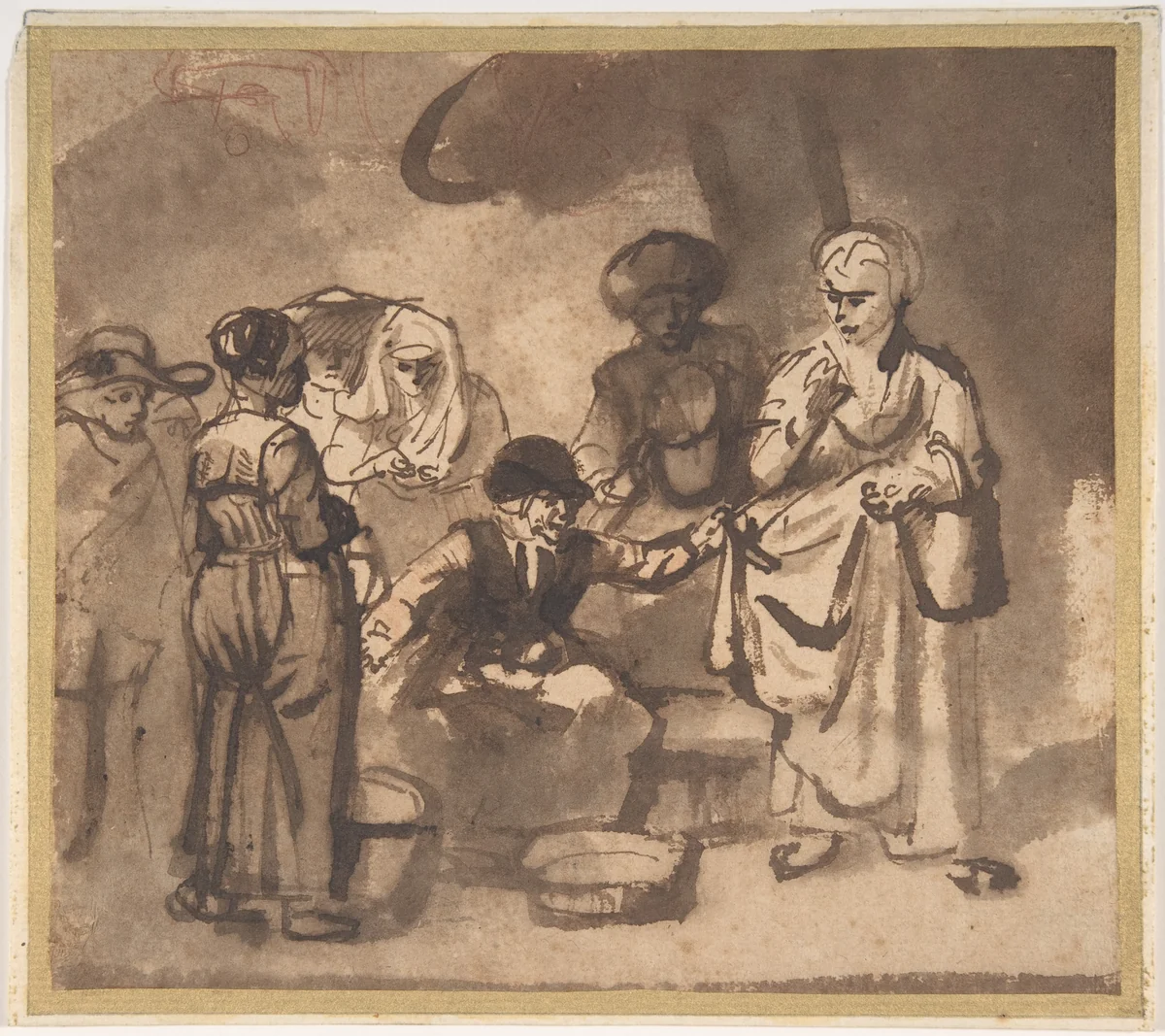 The Scolding Fishwife by Nicolaes Maes, drawing, 1650-1693