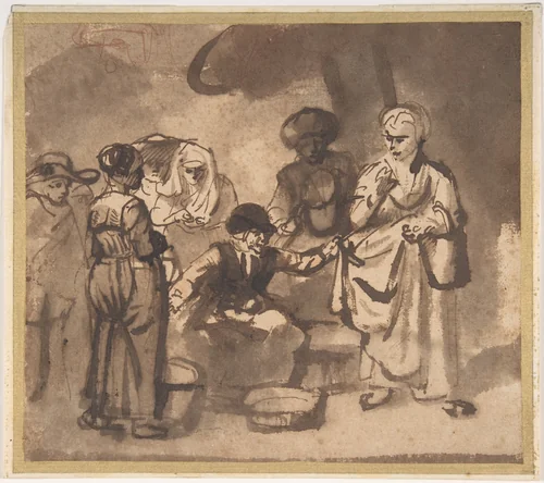 The Scolding Fishwife by Nicolaes Maes, drawing, 1650-1693