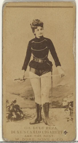 Card Number 212, Lulu Beza, from the Actors and Actresses series (N145-5) issued by Duke Sons & Co. to promote Cameo Cigarettes by W. Duke, Sons & Co., photograph, 1880-1889