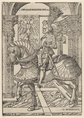 Emperor Maximilian I on Horseback by Hans Burgkmair, print, 1518