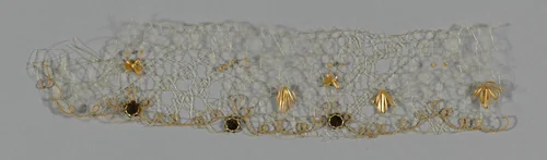 Fragment (Bonnet Trim) by Probably Europe, textile, 1840-1860