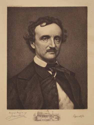 Edgar Allen Poe by Jacques Reich, print, 1852-1923