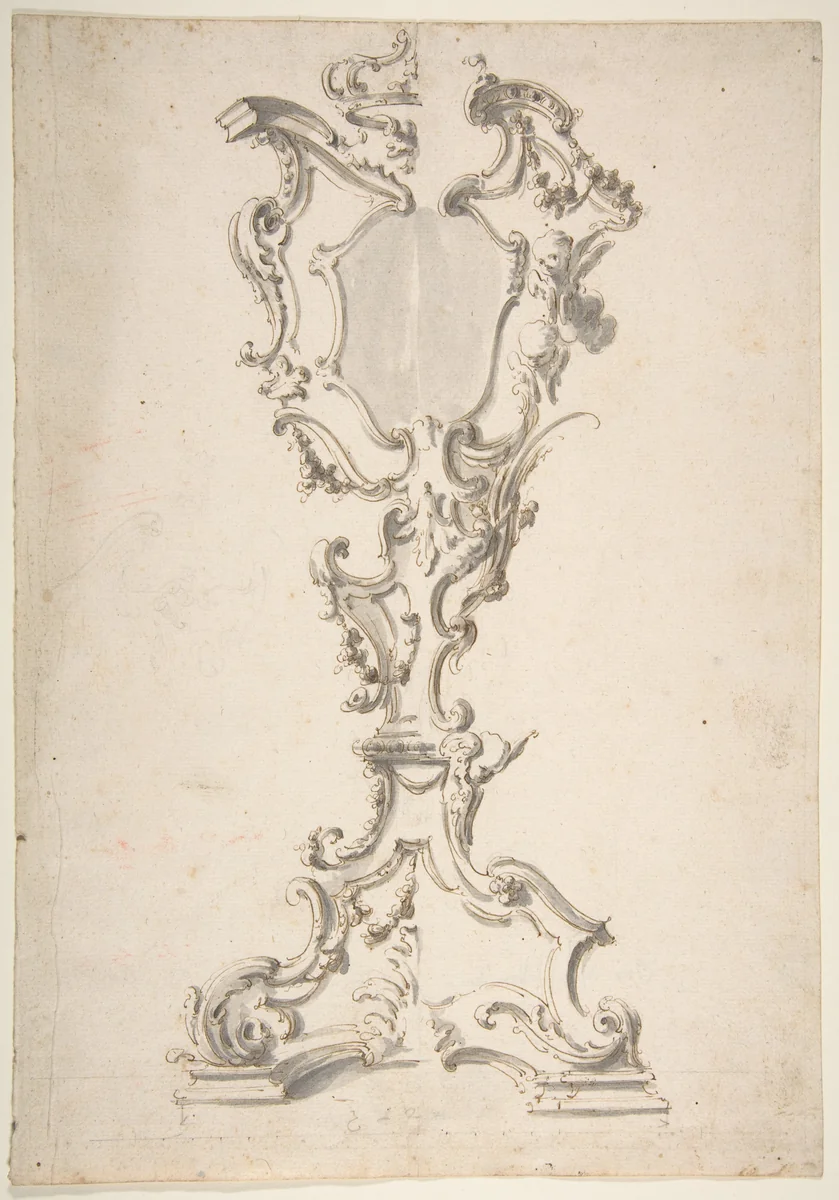 Two Alternative Designs for a Mirror Stand by Giovanni Battista Natali, drawing, 1698-1765