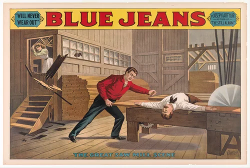 Saw Mill Scene, from Blue Jeans by anonymous, print, 1885-1895