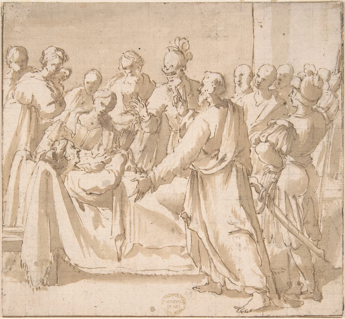 A Deathbed Scene by anonymous, drawing, 1600-1700