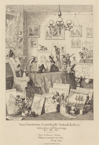 Fairy Connoisseurs Inspecting Mr. Frederick Locker's Collection of Drawings by George Cruikshank, print, 1868