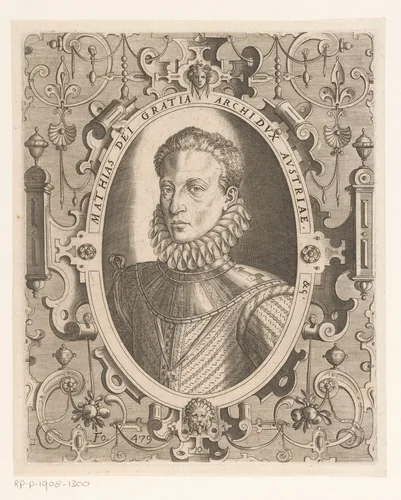 Portret van Matthias van Oostenrijk, Rooms-Duits keizer by Niccolò Nelli, print, 1569