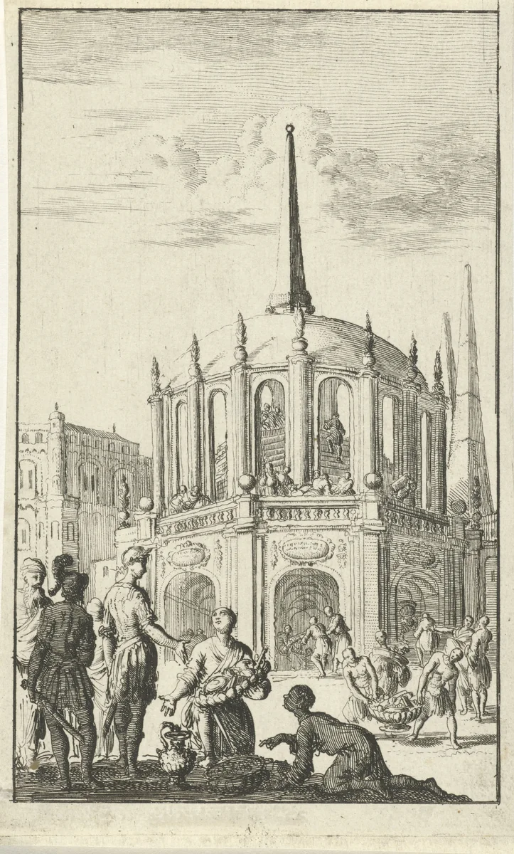 Hyrcanus plundert het graf van David by Jan Luyken, print, 1682