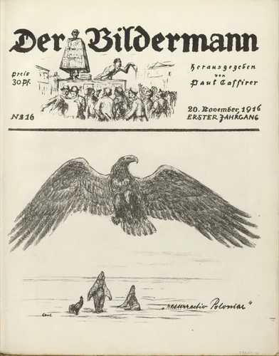 The Eagle (Der Adler) (front cover, folio 32) from the periodical Der Bildermann, vol. 1, no. 16 (Nov 1916) by August Gaul, periodical, 1916