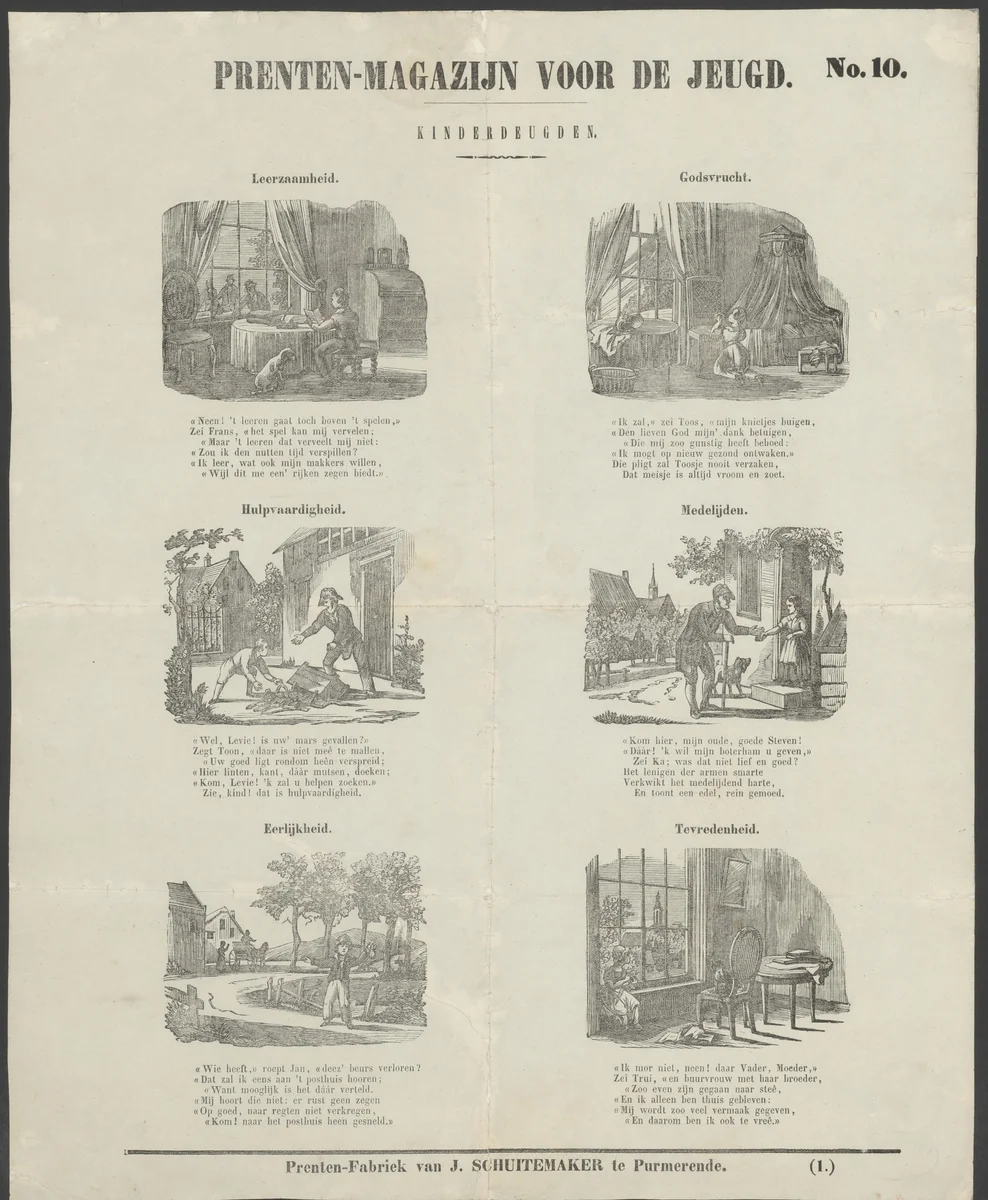 Kinderdeugden by anonymous, print, 1850
