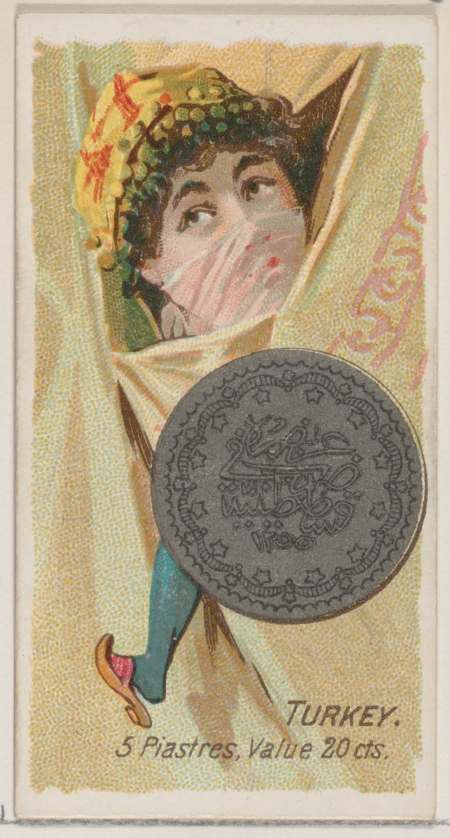 Turkey, 5 Piastres, from the series Coins of All Nations (N72, variation 2) for Duke brand cigarettes by W. Duke, Sons & Co., print, 1889