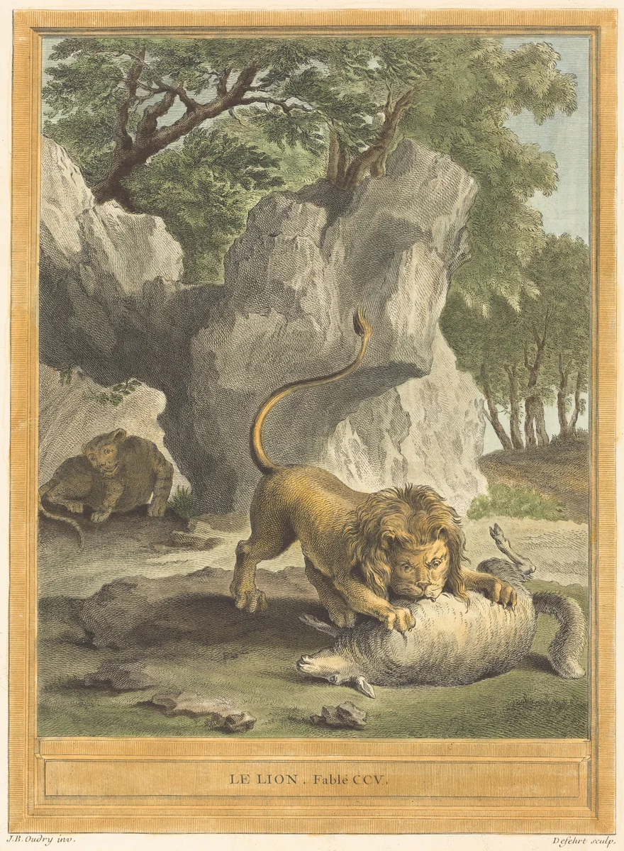 Le lion (The Lion) by Jean-Baptiste Oudry, print, 1759