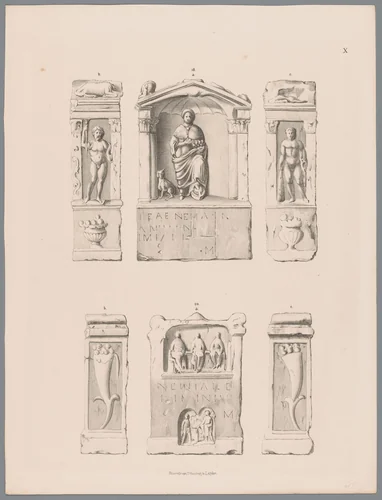 Twee Nehalennia-altaren, pl. X by Tiemen Hooiberg, print, 1843-1845
