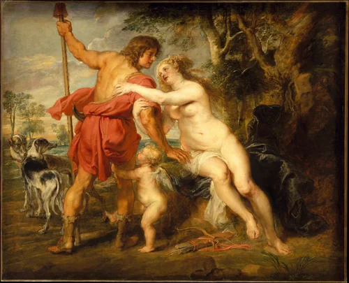 Venus and Adonis by Peter Paul Rubens, painting, 1634-1636