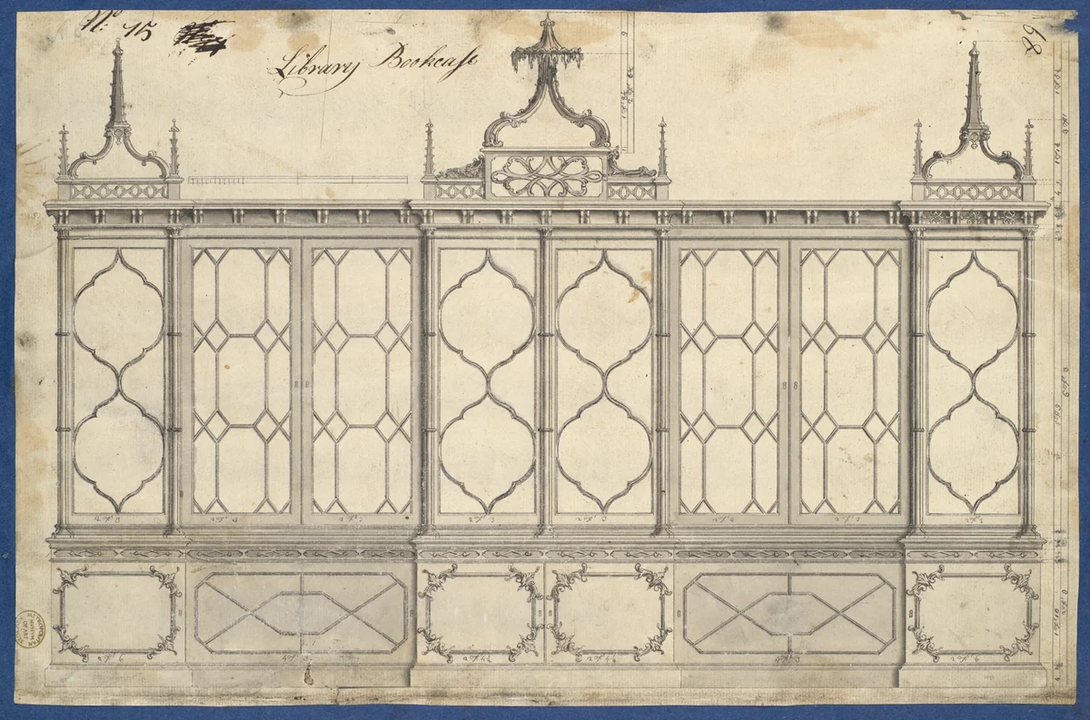 Library Bookcase, from Chippendale Drawings, Vol. II by Thomas Chippendale, drawing, 1753