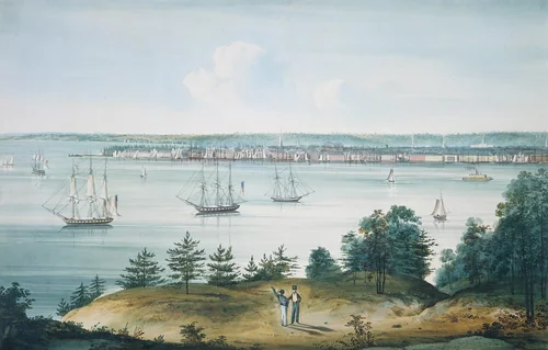 The Bay of New York Taken from Brooklyn Heights by William Guy Wall, artwork, 1820-1825