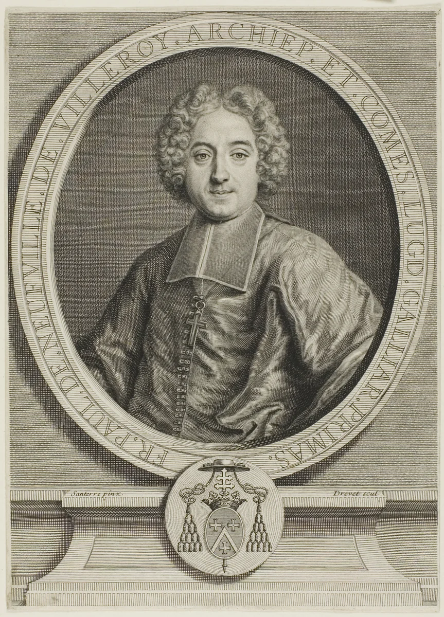 Portrait of François-Paul de Neufville de Villeroy by Pierre-Imbert Drevet, print, 1726-1736