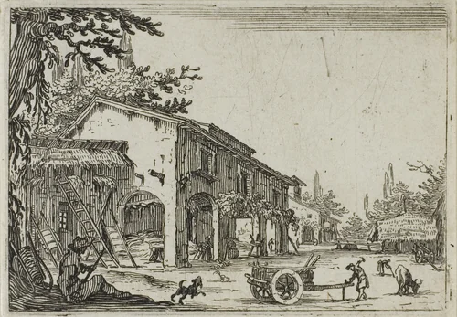 La Factoria (The Farm), from The Caprices by Jacques Callot, print, 1617-1627
