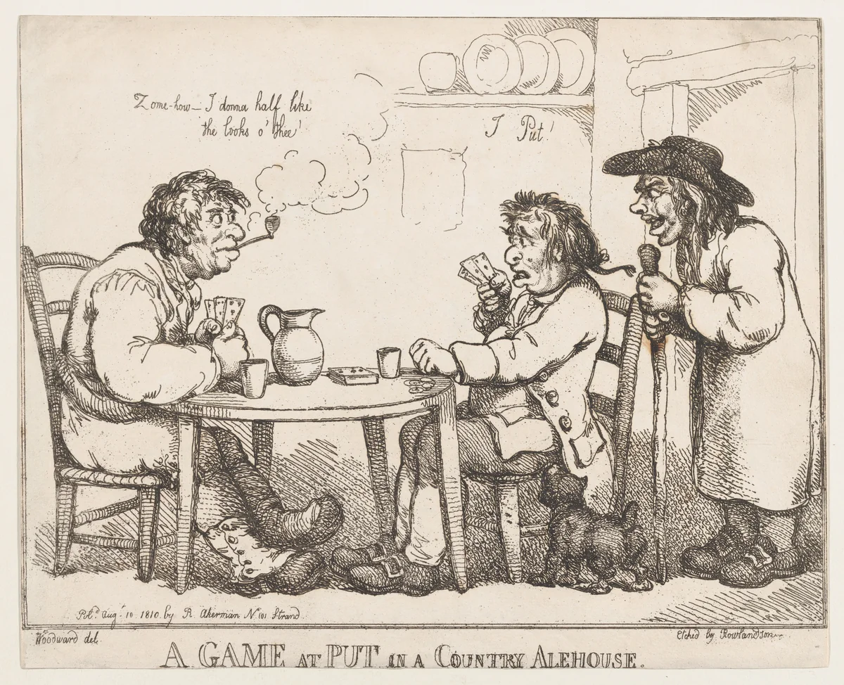 A Game at Put in a Country Alehouse by Thomas Rowlandson, print, 1810