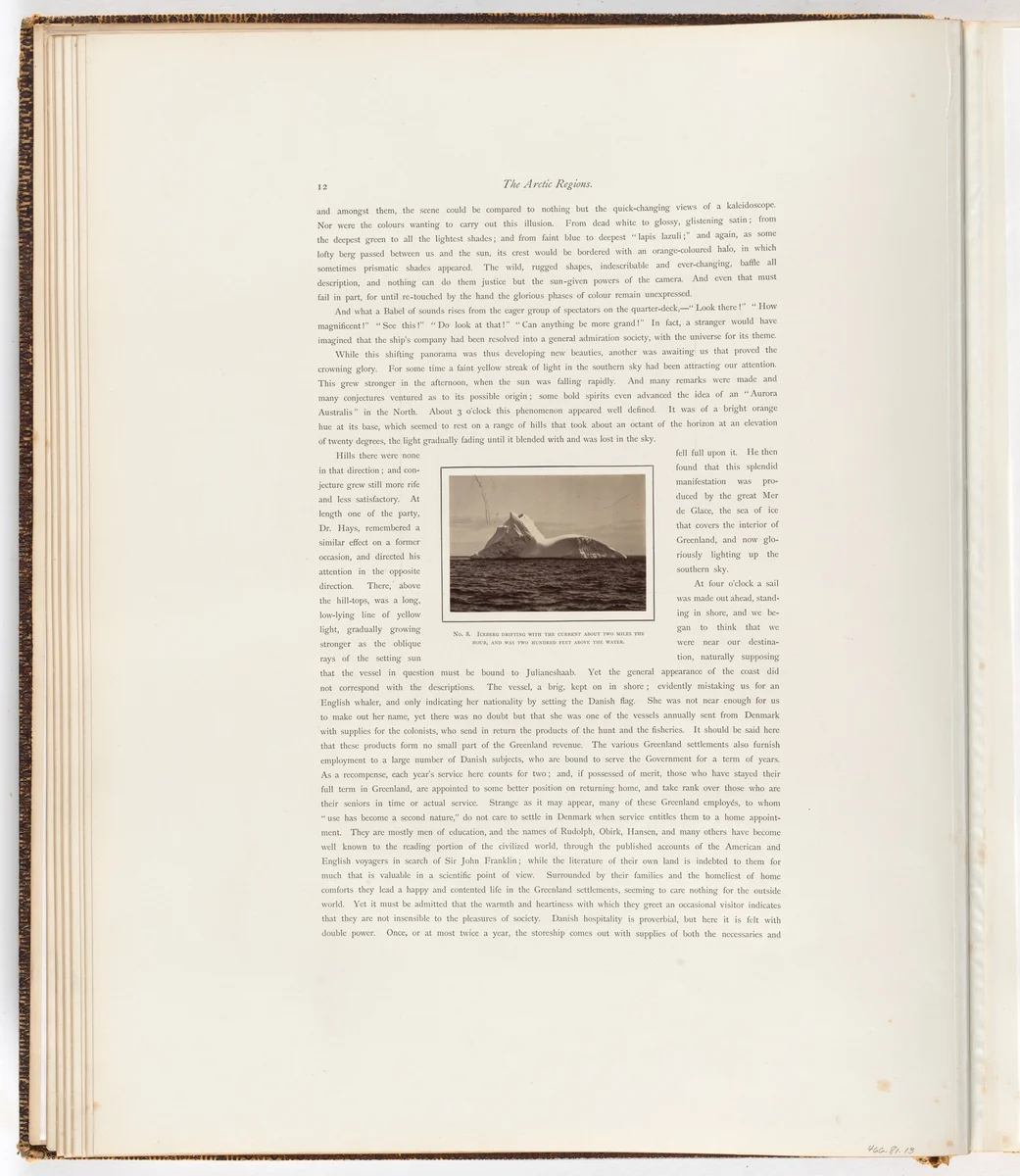 "Iceberg drifting with the current about two miles the hour, and was two hundred feet above the Water", by George P. Critcherson, John L. Dunmore, William Bradford, photograph, 1869