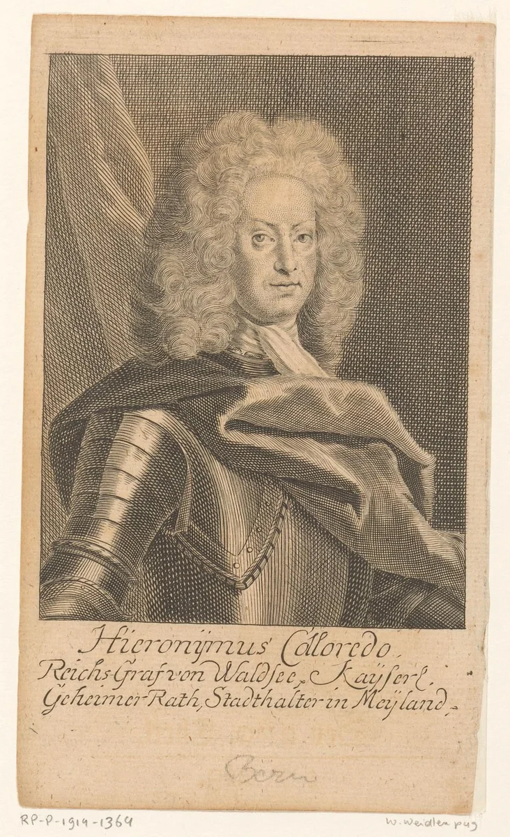 Portret van Hieronymus von Waldsee by Martin Bernigeroth, print, 1723