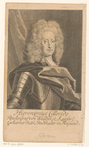 Portret van Hieronymus von Waldsee by Martin Bernigeroth, print, 1723