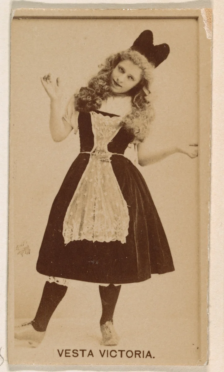 Vesta Victoria, from the Actresses series (N245) issued by Kinney Brothers to promote Sweet Caporal Cigarettes by Kinney Brothers Tobacco Company, photograph, 1890